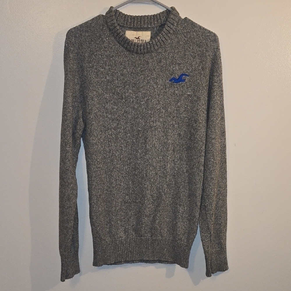 Hollister Gray Crewneck Sweater with Blue Logo LOT M